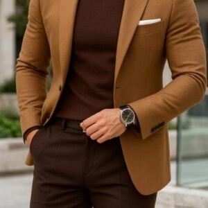 CAMEL BLAZER + BROWN TROUSERS SUIT 20% off