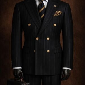 NAVY PINSTRIPE DOUBLE-BREASTED SUIT 20% off