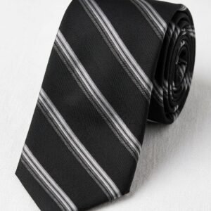 BLACK SILVER STRIPE TIE 20% off